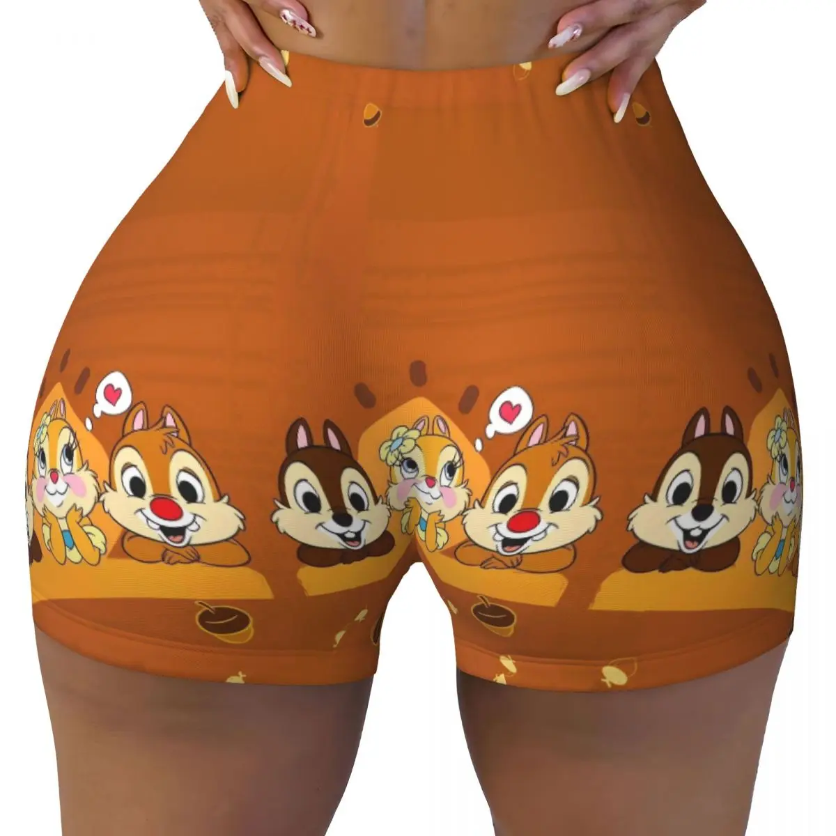 

Custom Funny Cartoon Chip And Dale Gym Biker Running Shorts for Women Workout Yoga Shorts