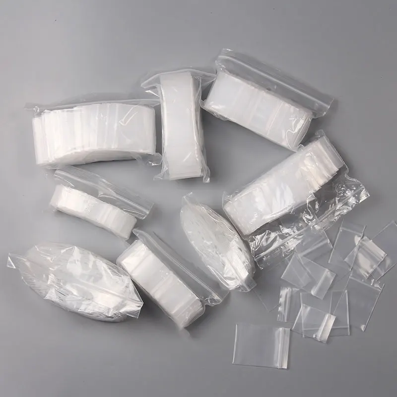 100pcs Clear Plastic Mini Ziplock Jewelry Bags Small More Thicker Crystal Packing Pouches Reusable Pochette Zipper Lock Sack