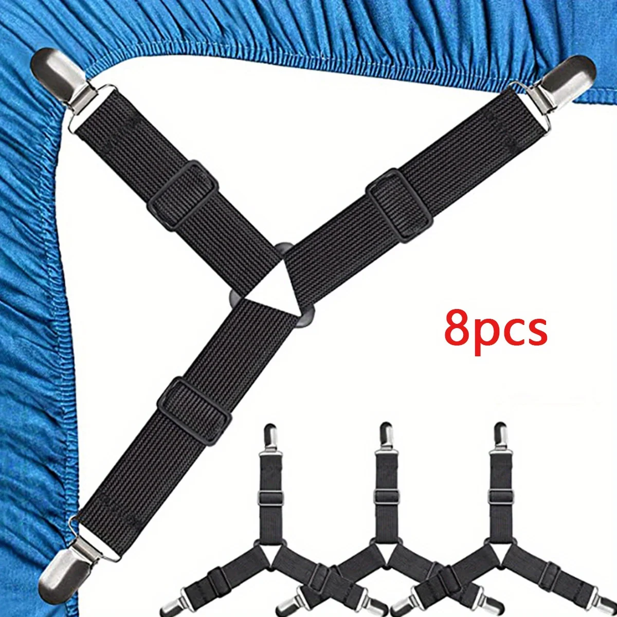 조절식 삼각형 침대 시트 홀더, 신축성, 미끄럼 방지 소파, 식탁보 그립, 내구성 나일론 럭셔리 지갑, 침실, 8 피스 