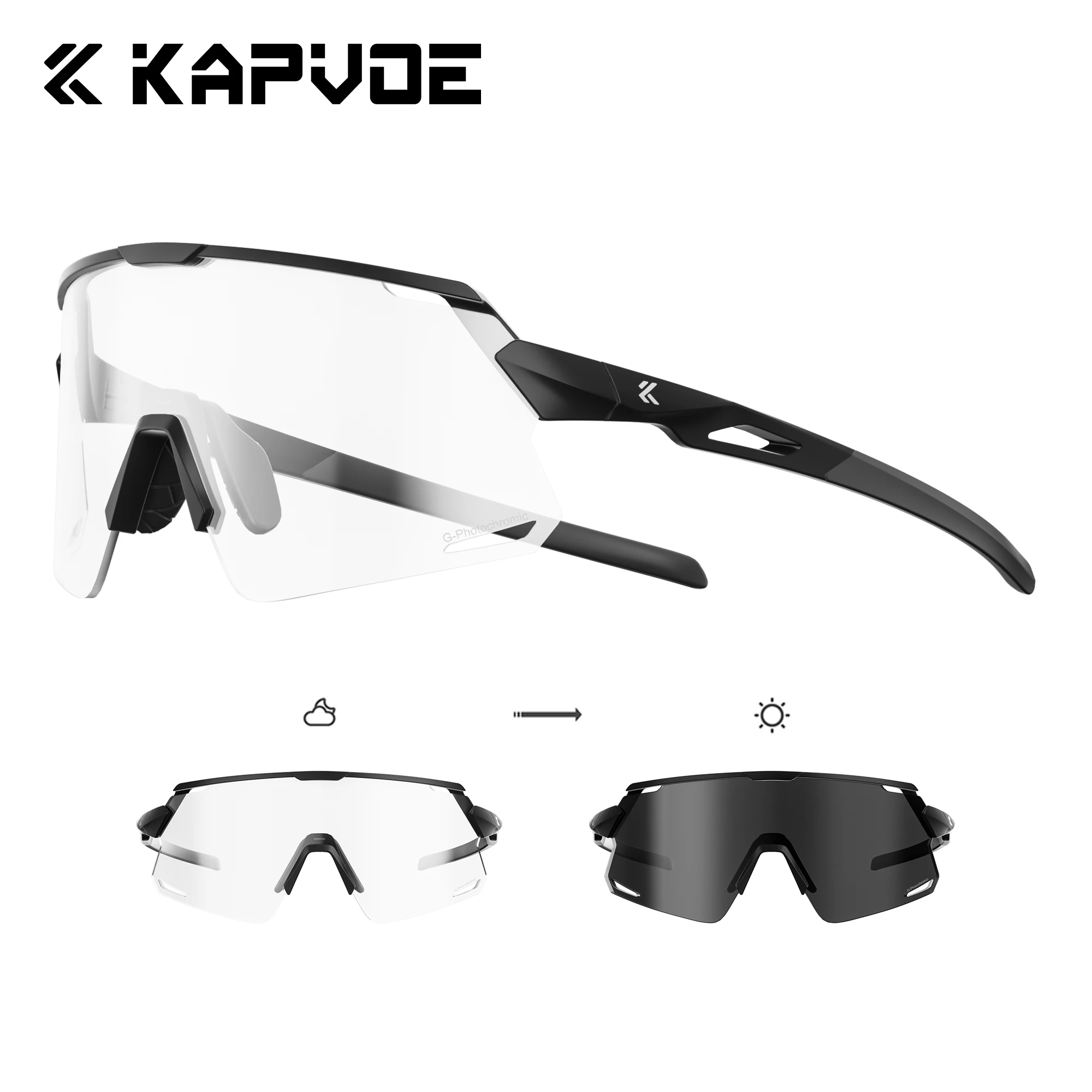 Kapvoe New Color Photochormic Cycling Glasses Waterproof Men High Define Lenses Sports Sunglasses Women UV400 Protection