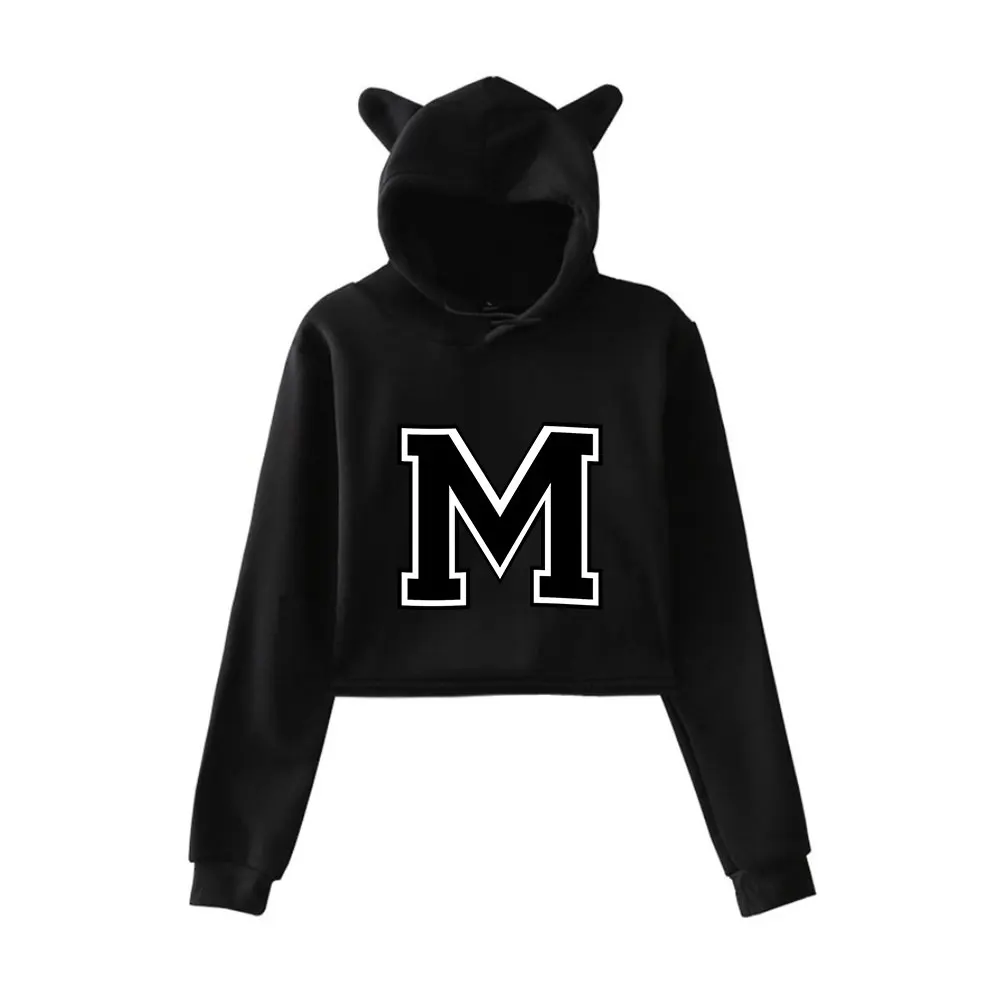 

Толстовки с кошачьими ушками и принтом M Moletom Harajuku, укороченный свитшот, повседневный пуловер с капюшоном, уличная куртка, женская одежда