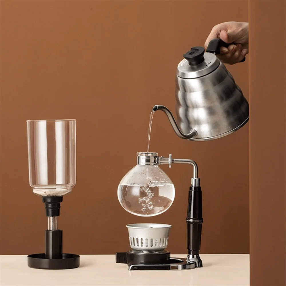 TCA-5 Glass Siphon Coffee Maker - 3 Cup Professional Brewing System - Stylish and Durable For Home Dorm Office Coffee Shop