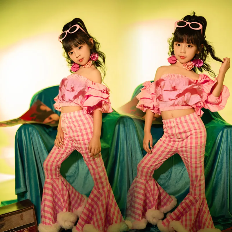 

Retro Nostalgic Hong Kong Style 8090s Female Trendy Children Kindergarten Stage Catwalk Performance Clothing Children's Performa