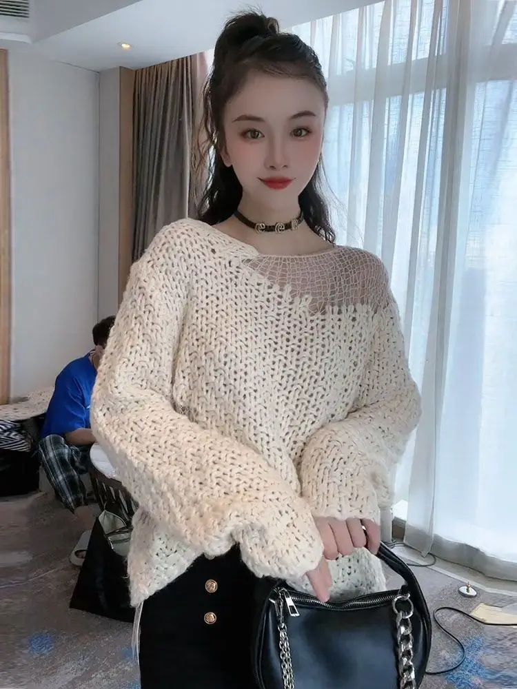 

Sweaters Jumpers Pullovers Women Pullover Y2K Blue Effortless Layering Piece Crystal Pattern Winter Snow Autumn Softy Simple Ins