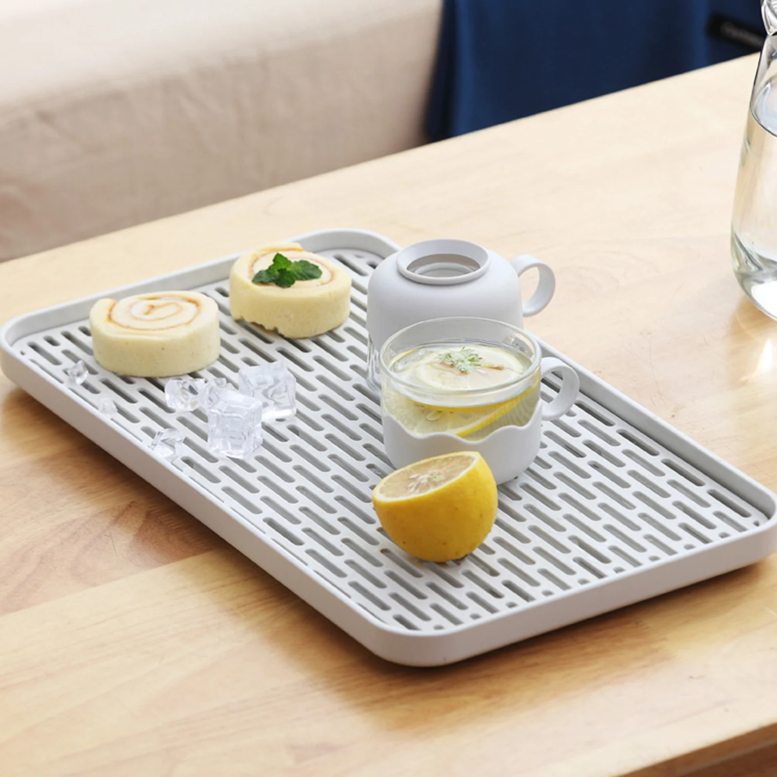

Drain Storage Tray Double Layer Draining Tableware Food Plate Pp Material Household Fruit Tea Set Creative Kitchen Home