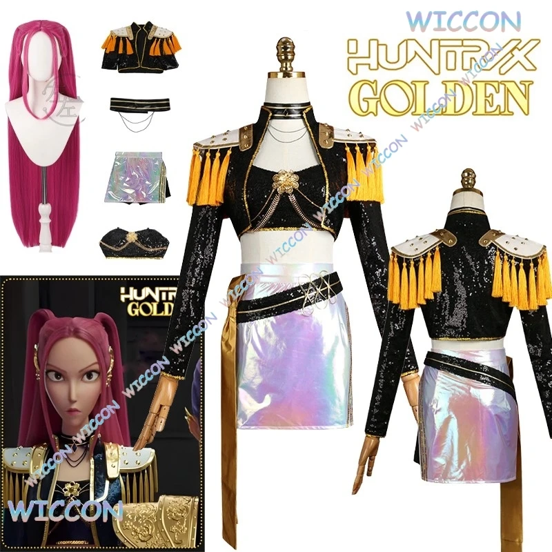 K-Pop Demon Outfit Hunters Mira Cosplay Clothes Costume Wig Performance Black Suit  Hallowen Girl Group Idol Roleplay Women Sexy