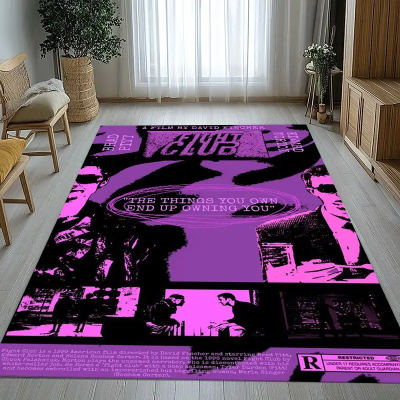 Vintage Fight Club Movie Large Area Rug,Soft Non-Slip Carpet Mat for Living Room Bedroom Playroom,Sofa Floor Rug,Home Decor Gift