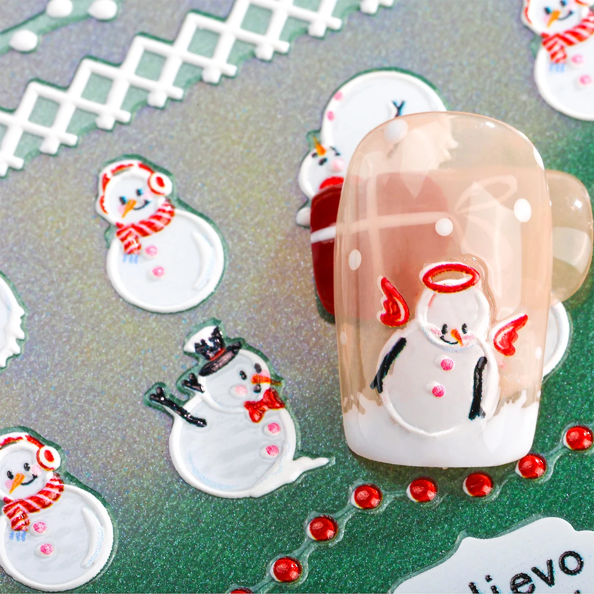 2 uds pegatina artística de uñas de Navidad de dibujos animados 5D muñeco de nieve copo de nieve estrellas autoadhesivas calcomanías de uñas para decoración de manicura DIY ﻿