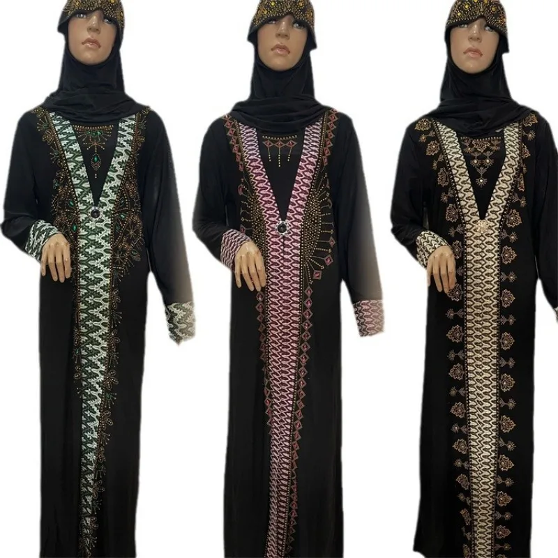 Plus Size Elegant Black Belted Muslim Dress, Slim Fit Relaxed Long Abaya Women's Fashion Casual Daily Office Work Wear