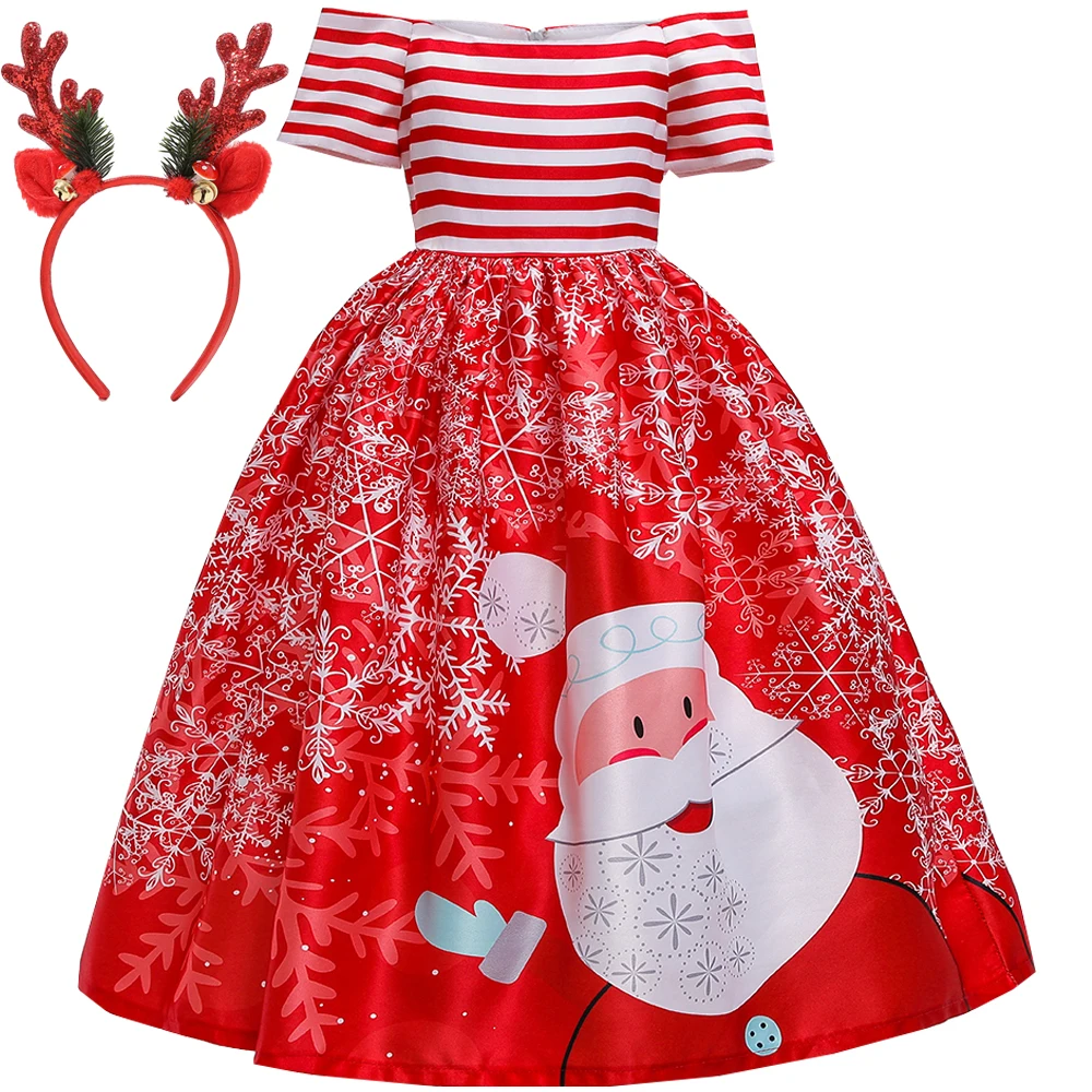 

Вечерние платья Санта-Клауса со снеговиком для девочек, карнавальный рождественский костюм, свадебное платье со снежинками, детская одежда на Рождество и день рождения для девочек