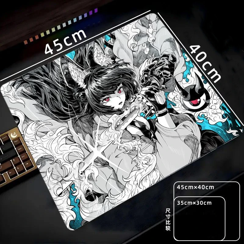 Anime Girls Glass Mouse Pad 40X45 Large Pad Computer Office Game Table Mats Anti-slip Pads For FPS eSports & Professional Gaming