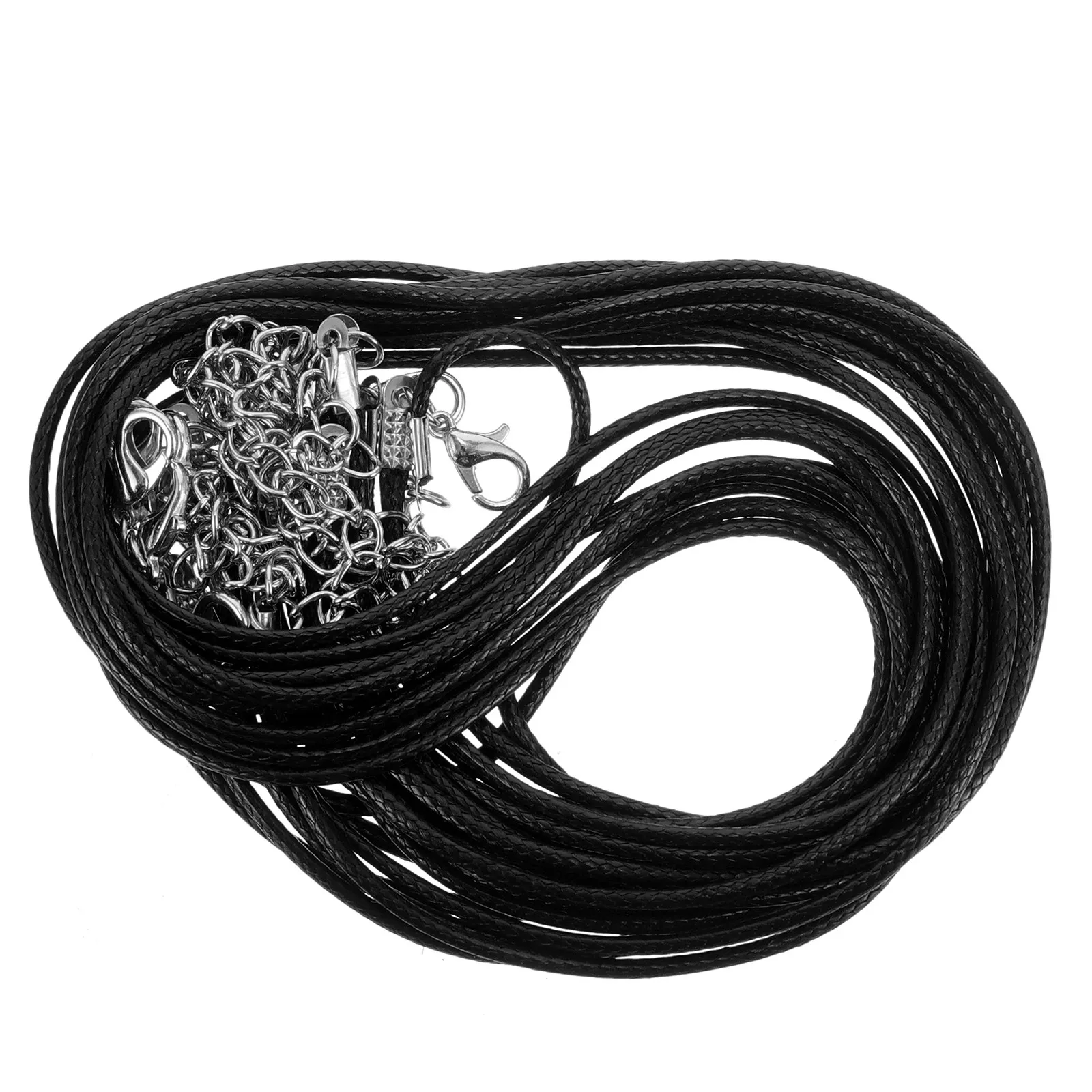 

20 шт. высококачественных черных вощеных шнуров для ожерелий, имитация веревки, с застежкой-карабином из нержавеющей стали, фурнитура для ювелирных изделий