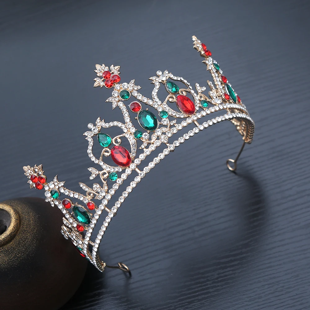 1 قطعة عيد الميلاد خمر تاج الشعر الملكي تألق الراين مزخرفة تصميم احتفالي مثالي عطلة أناقة المناسبات الملكية #3