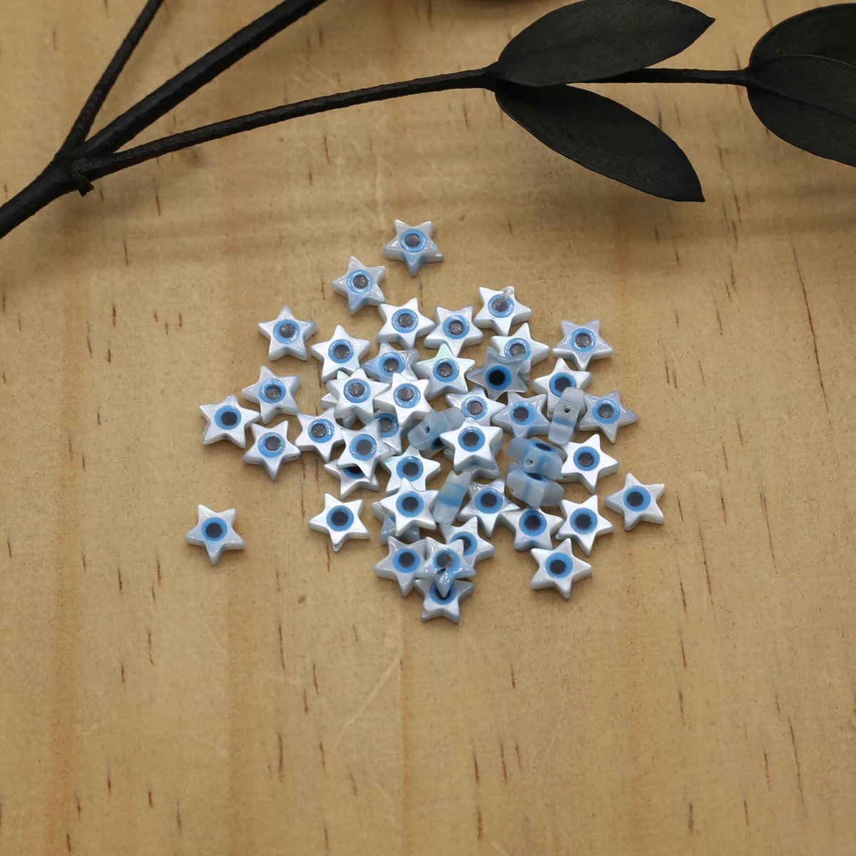20Pcs Blue Demon Eyes Beads Natural Shell Evil Eye Star Shape Beads Handmade Jewelry Making Bracelet Necklace Charms