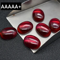 Large Size Ruby Flat Egg Cut Smooth Surface Cabochon Flat Back VVS Loose Gemstones For Jewelry Ring Pendant Making Gift