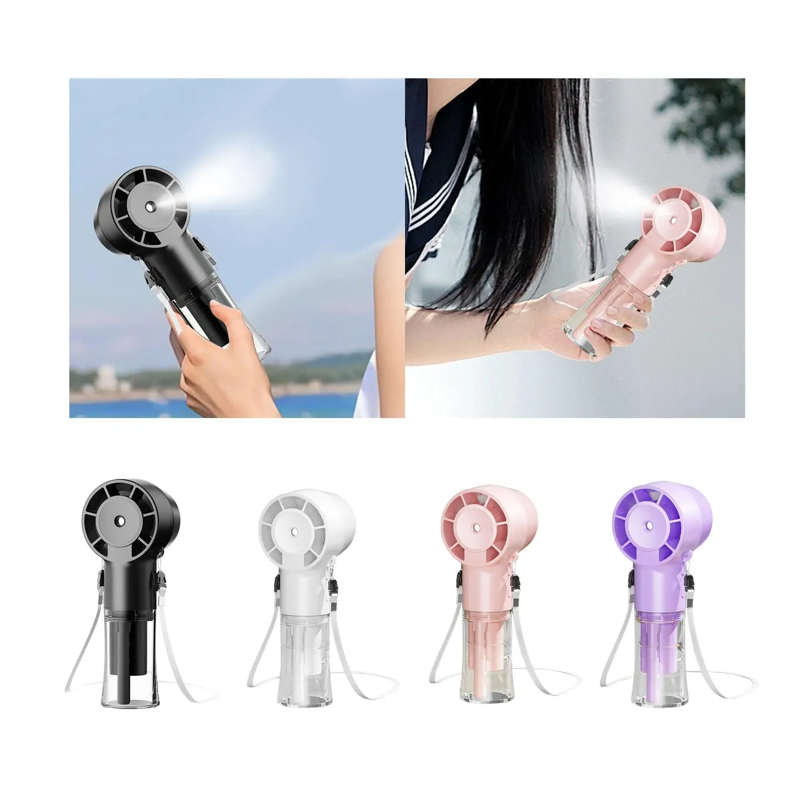 مروحة رذاذ محمولة باليد، مروحة شخصية صامتة تعمل بمنفذ USB، أنيقة ومتعددة الوظائف