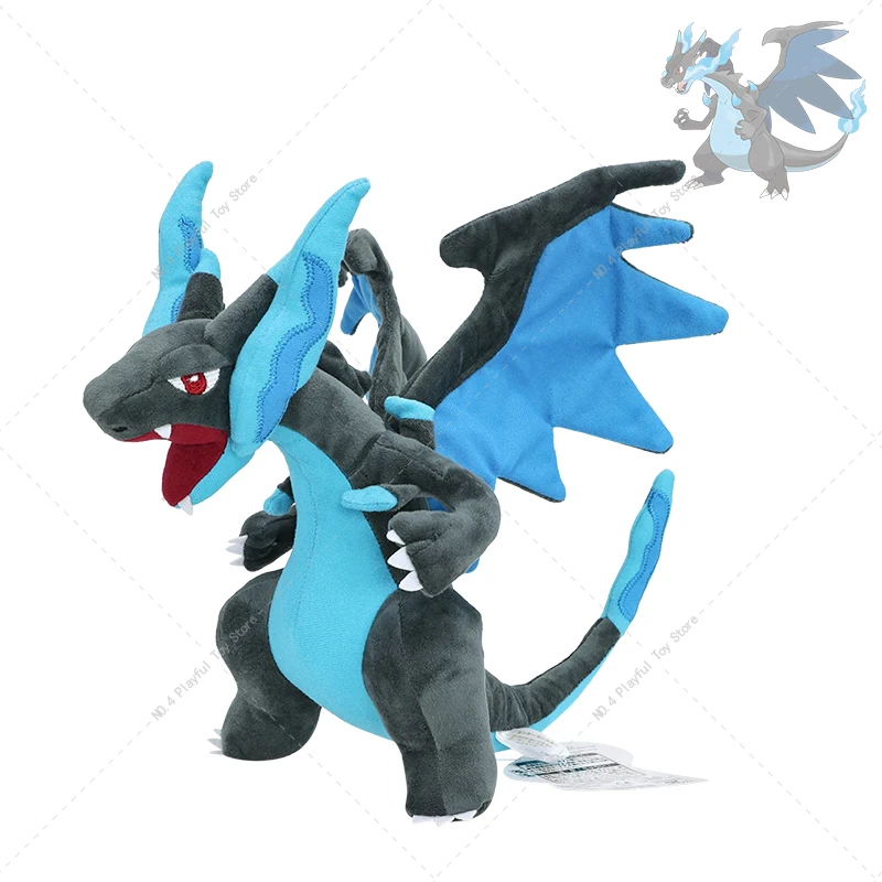 Кукла Плюшевая голубая Charizard Mega Charizard X с покемоном, мягкие игрушки, подарок на день рождения