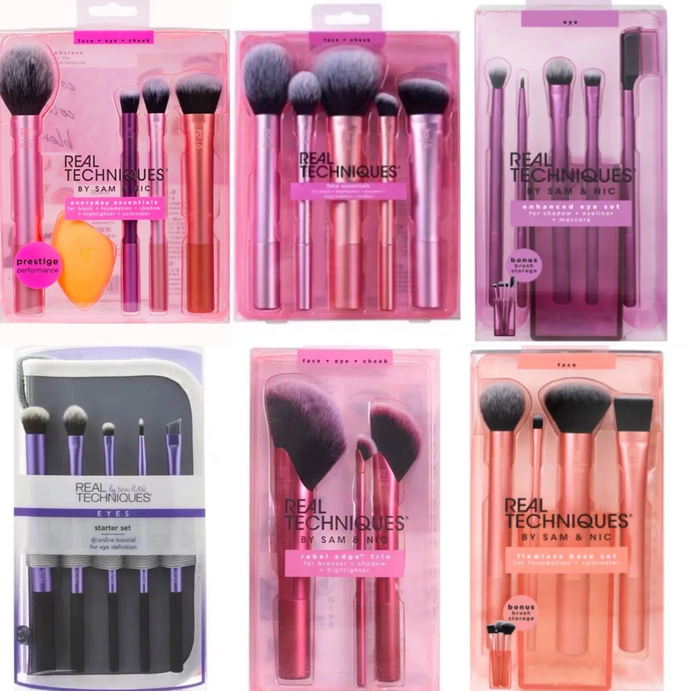 Real Techniques Professioanl Makeup Brushes Set Soft Fluffy for Cosmetics Foundation Powder Face Eyeshadow Blending Beauty Tools