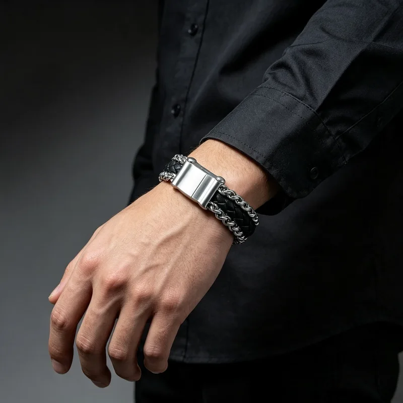 High Quality Splicing Chain Link Charm Fashion Bracelets Soft Health Stainless Steel Cuff Sporty Men Bangles Pulseira