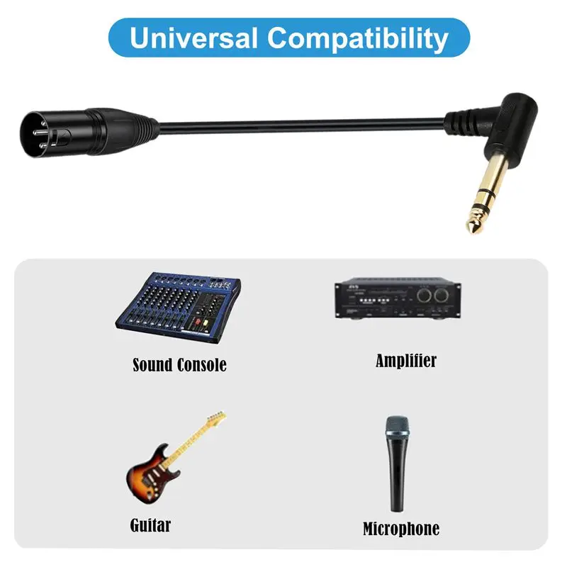 Environmentally Friendly Pure Copper Core XLR Male Female To 90 ° Elbow 6.35mm Stereo Male Amplifier Mixer Guitar Adapter Cable