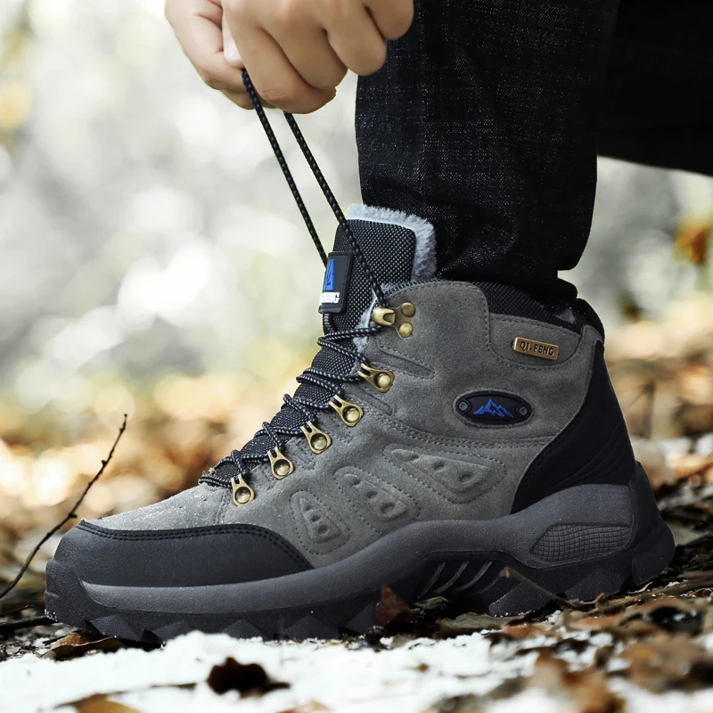 Hiking Shoes Men Winter Hiking Boot Men Outdoor Suede Trekking Men Sneakers  Fashion Casual Snow Boots 2024