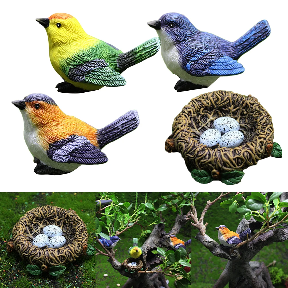 Resin Bird Craft for Miniature Garden Enrichment Bonsai Composition Aid Fairy Landscape Expansion and For Nest Integration
