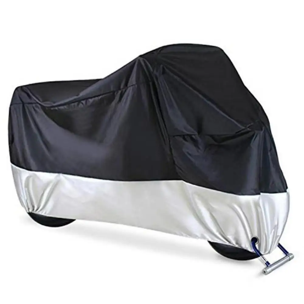 Outdoor Motorcycle Cover Waterproof Sunshade Dust Protection 210D Silver Fabric Shield For Electric Bike Scooter