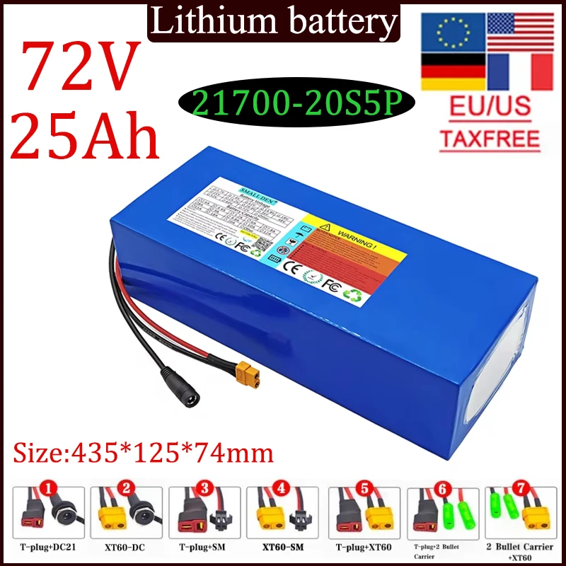 NEW 21700 72V 25ah lithium battery 20S5P built-in 40A BMS 2800W high-power electric motor for power tools