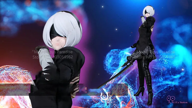 

Коллекционная фигурка YiYa Studio 1/6: 2B Nier Sister Woman Soldier в черном платье, 12 дюймов, модель для подарков