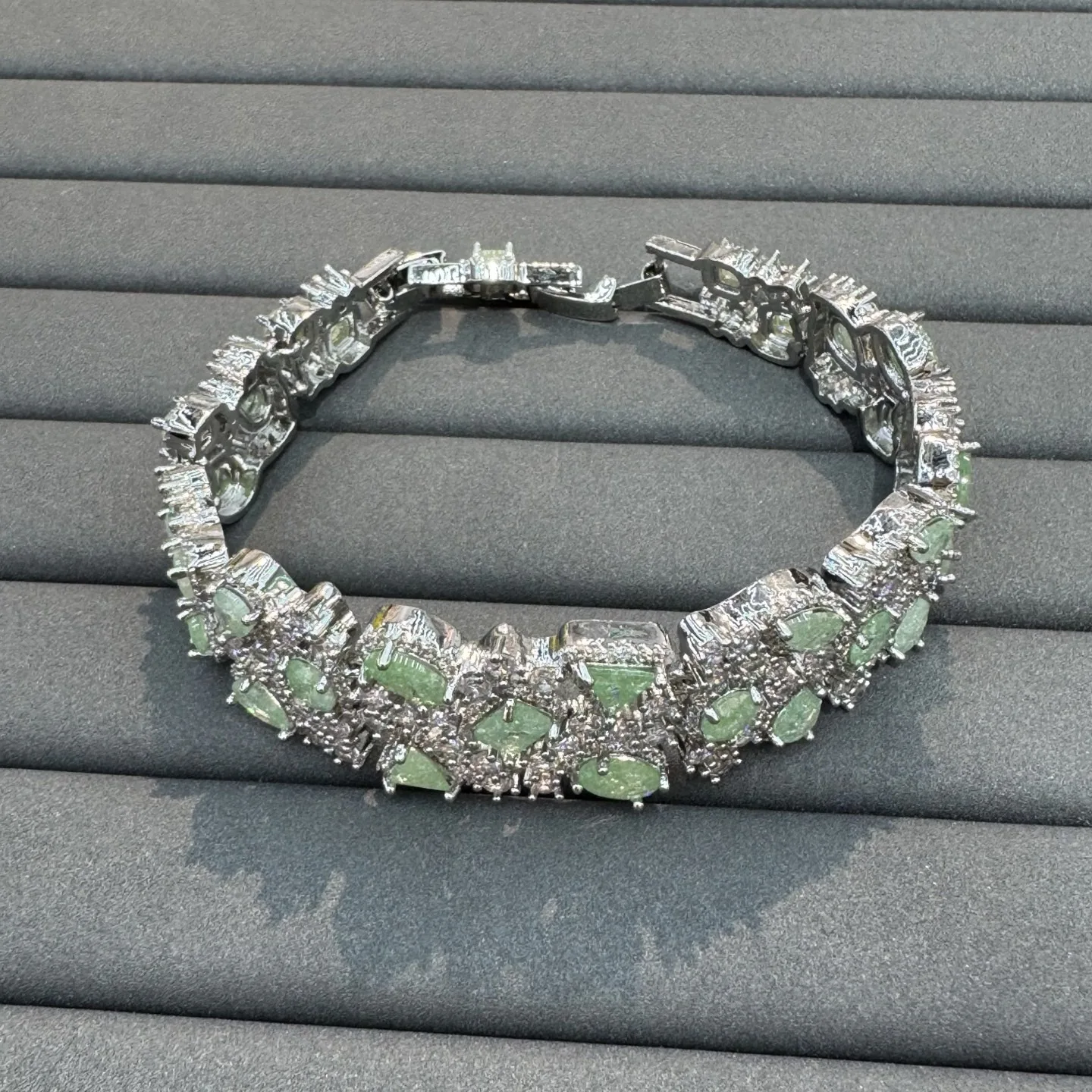 cubic zirconia bracelet for women shiny luxury jewelry wedding party gala event silver gold color green yellow multicolor zircon
