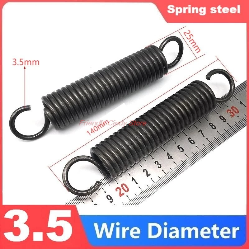 Spring Steel Single Hook Spring, Tension Spring, Wire Dia 3.5mm, Outer Dia 20/25/30mm, Length 80/100/120/180/200/220/250/280/300