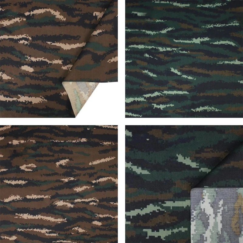 

Tiger-stripe Camouflage Fabrics Polyester-cotton Blend with Conductive Thread Infrared-resistant DIY Hunting Tactical Sewing