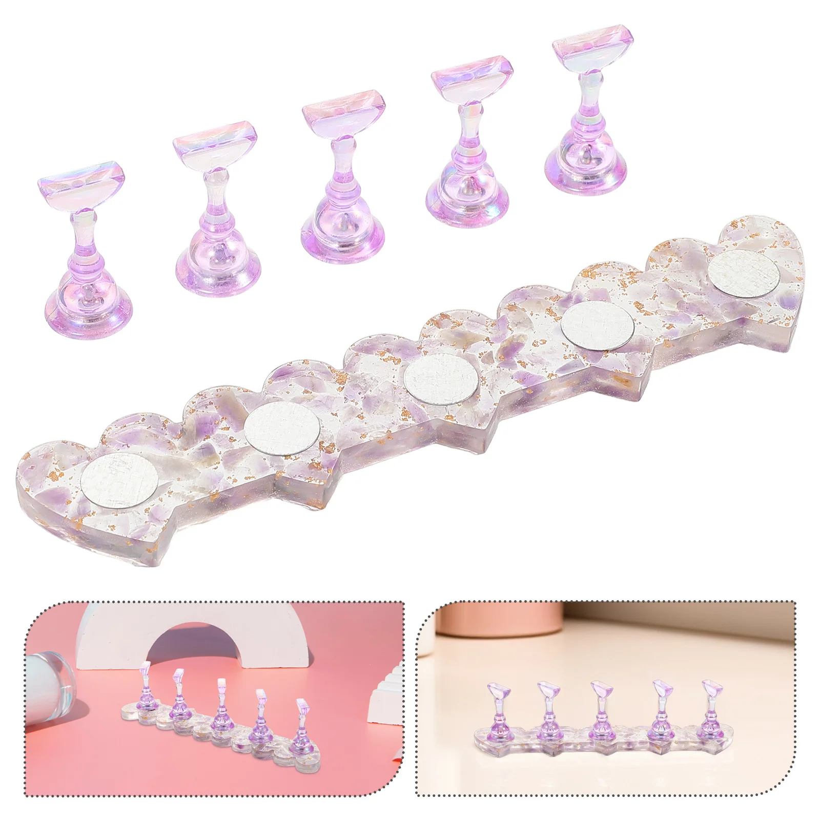 

Iridescent Tips Fake Holder For Manicure Training Realistic Salon Use Art Display Stand Practice Kitnail Practice