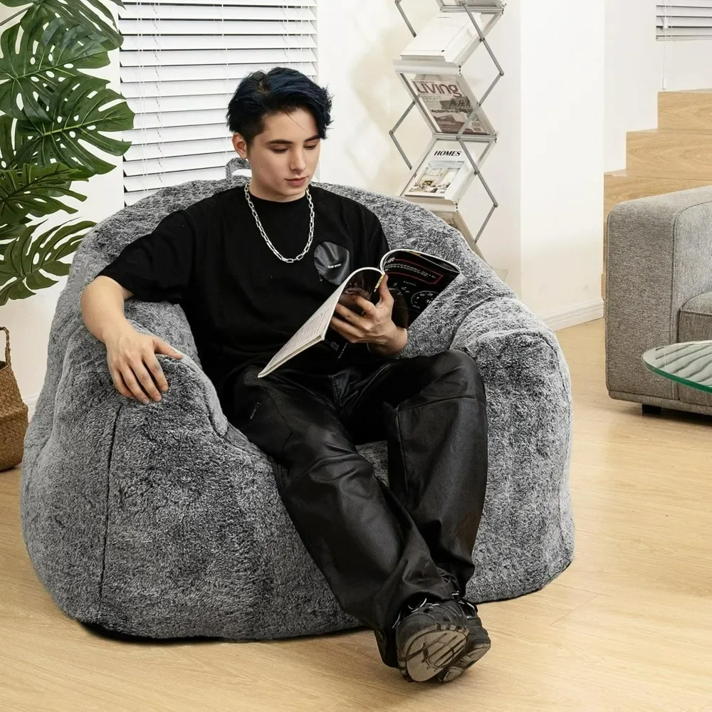 Bean Bag Chair Stuffed Bean Bag Couch with Filler Large Living Room Bean Bag Lazy Chair for Adults with Handle Design Armrests