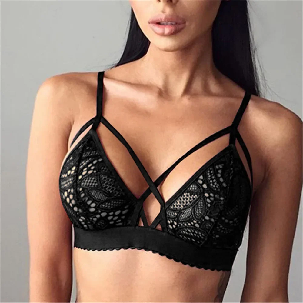 

Women Sexy Lingerie Floral Sheer Lace Bra Top Seamless Bralette Cup Wireless Bra Luxury Embroidered Mesh Underwear Ropa De Mujer
