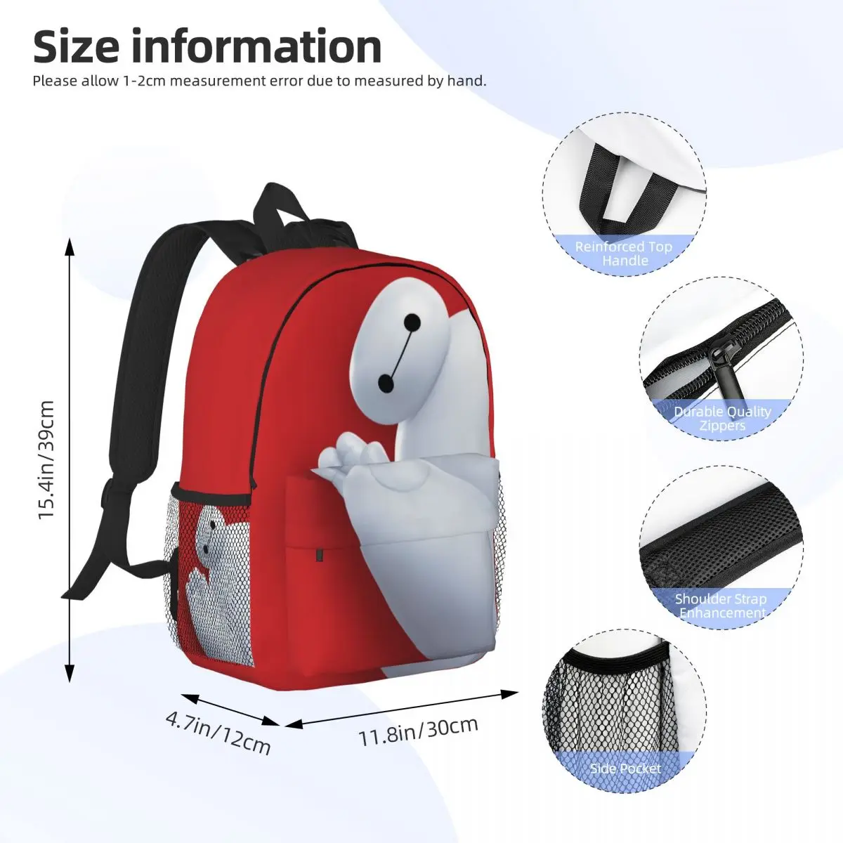 Big Hero For Girls Boys Large Capacity Student Backpack Lightweight waterproof Backpack 15inch