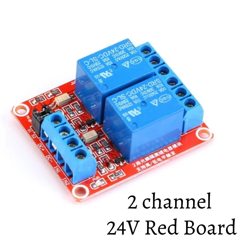 Relay Module 1/2/4/8 Channel 5V12V24V Relay Module Board Optocoupler Isolation High/Low Level Trigger Microcontroller Red Board