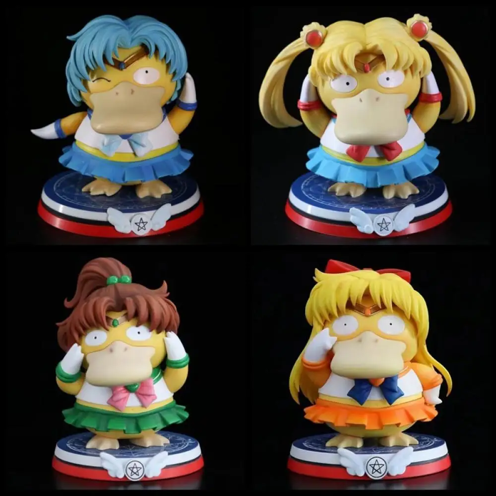 12cm Psyduck cos Sailor Moon Garage Kit interest Model periphery Collection Desktop ornament Children Toy birthday Holiday gifts