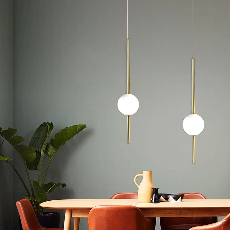 Nordic Simple Glass Ball Pendant Lights Black/Gold Dining Room Bedroom Decor Hanging Lamp Restaurant Bar Suspension Chandeliers