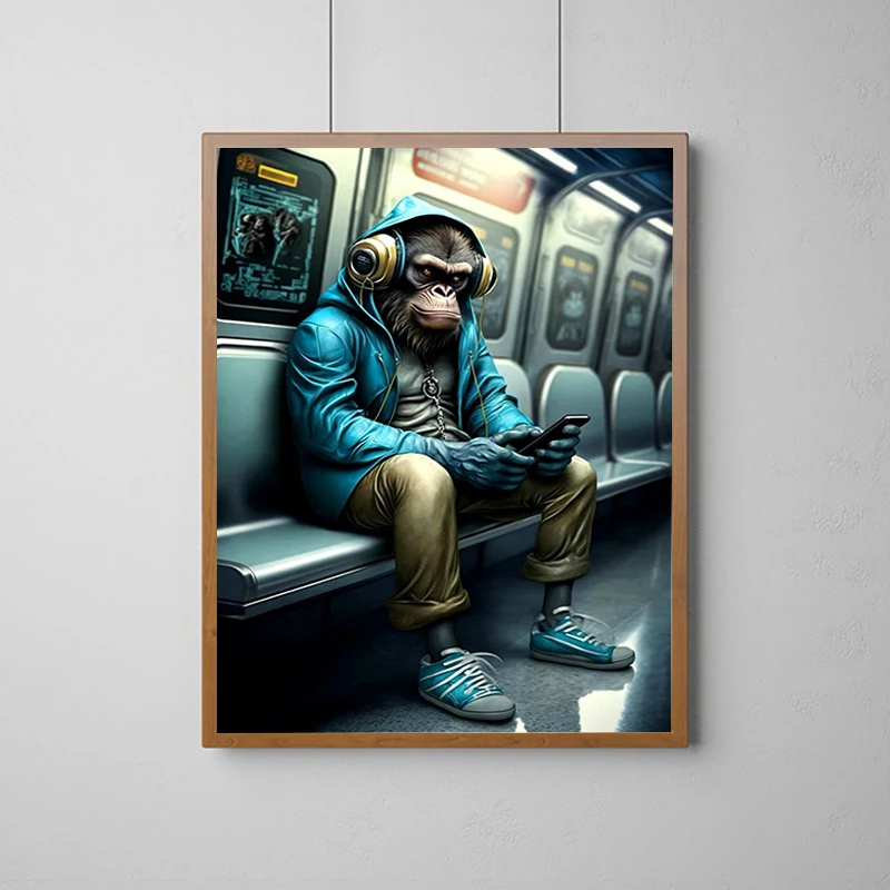 Funny Animal Monkey Decoração Pictures, Room Wall Art, Pintura Canvas, Pinturas Decorativas, Poster Decorações, Home Decor