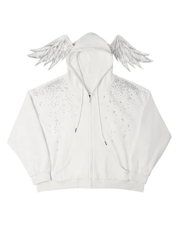 Good quality, starlight hot diamonds, angel sweater, white.