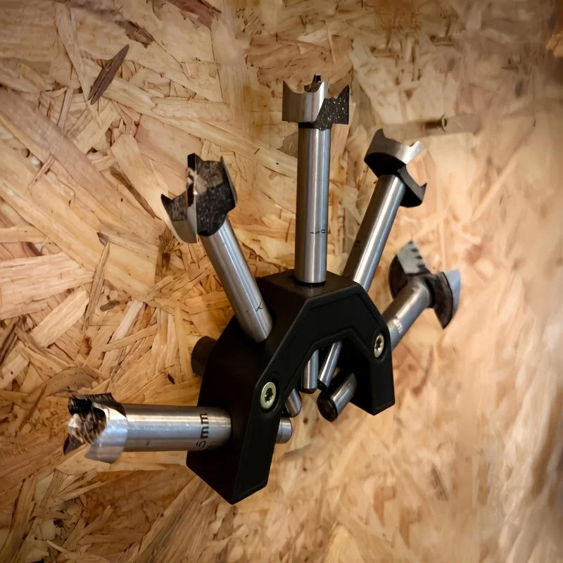 1Pieces，Wall-mounted Forrester drill bit holder is designed for large Forrester drill bits（15–35 mm）Design，Can Accommodate5A dri