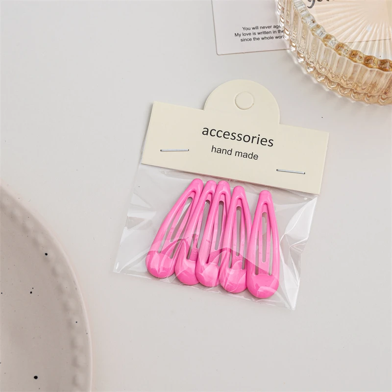 5pcs Metal Snap Hairgrip Fashion Waterdrop Shape Hair Clips Bangs Clip Edge Clip BB Hairpins Y2K Headwear Women Hair Accessories