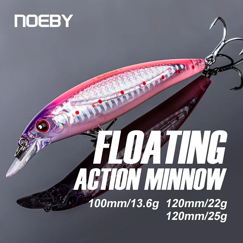 

NOEBY Minnow Fishing Lures 100mm 13.6g 120mm 22g Long Casting Wobbler Jerkbait Artificial Hard Bait for Bass Fishing Tackle Lure