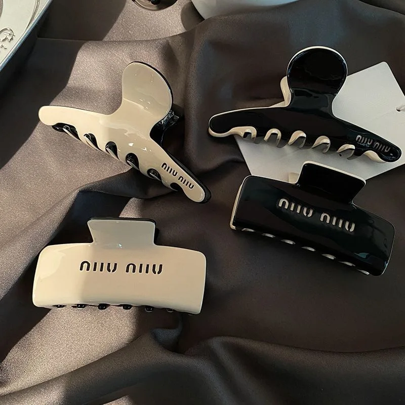 

Sense of luxury acetate grab clip French square back head shark clip headpiece simple half tie hair high quality hair clip women