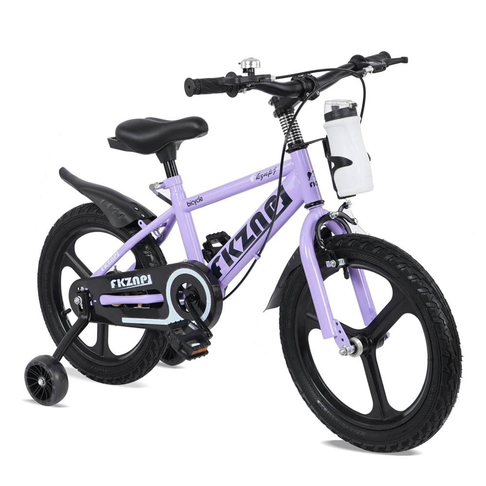 Kids Bike 18 Inch – High Carbon Steel Frame, Magnesium Alloy Wheels, Training Wheels with Night Glow, Adjustable Seat, Water Bottle – Girls & Boys Bicycle Ages 3-9, Toddler Bike