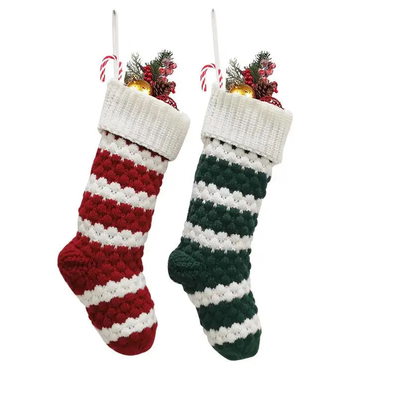 

Christmas Knitted Stocking Gift Bags Knit Hanging Ornaments Decorations Xmas Large Personalize Favor Socks ni178