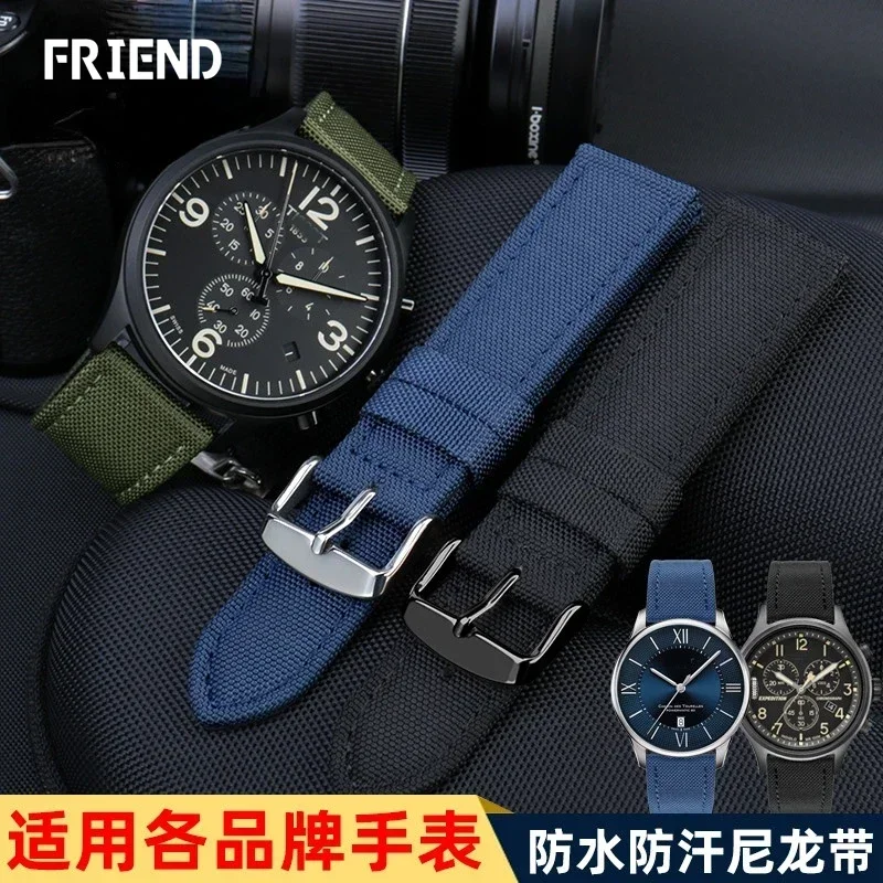 

Нейлоновый ремешок для часов из натуральной кожи для Tissot Speed Duroer, ремешок Timex T49963, нейлоновый ремешок для часов, мужской водонепроницаемый спортивный ремешок на открытом воздухе