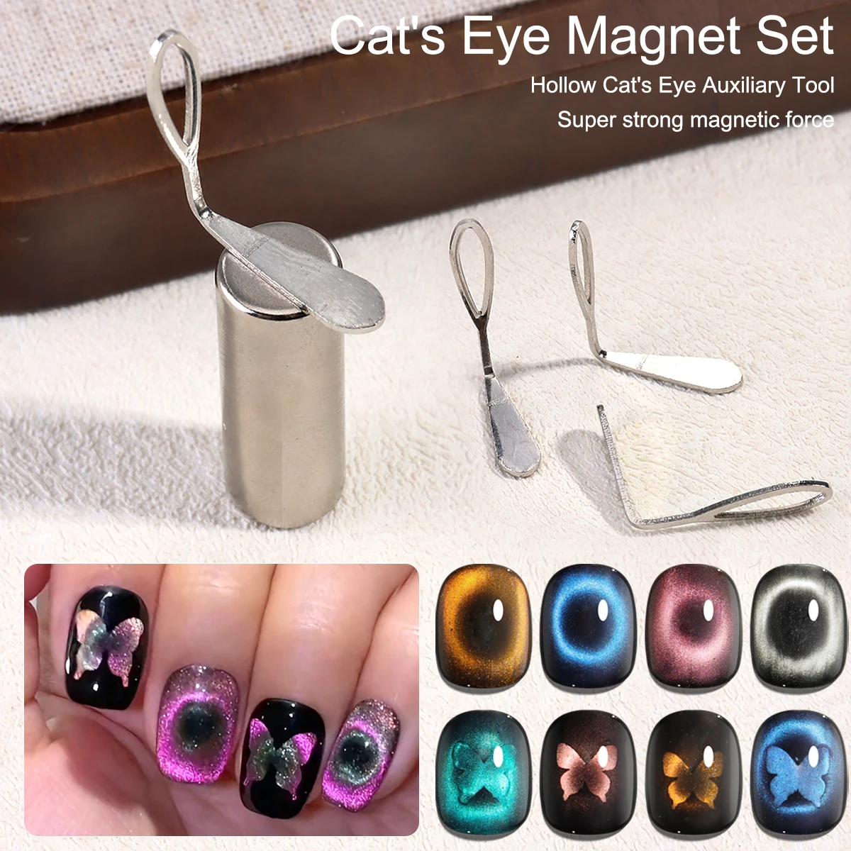 A special tool for creating hollow cat-eye nail art with magnetic nail polish and a strong magnetic force with nail stickers
