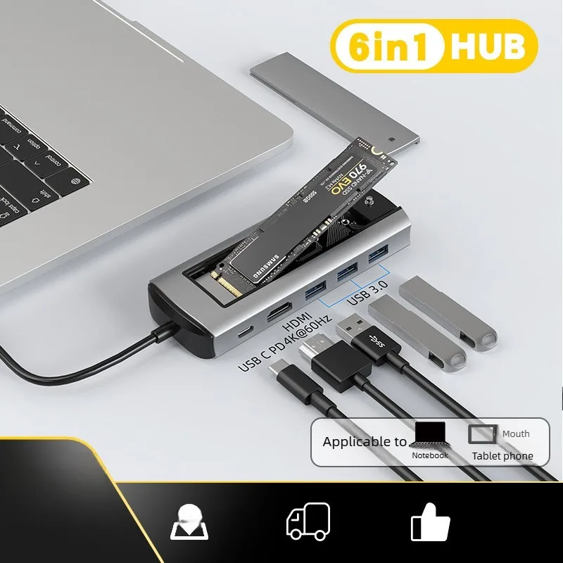 

Type-C Docking Station USB Hub Multifunctional Hub SSD M.2 Portable Hard Drive Box Docking Station